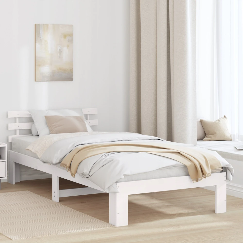 Lova Lovos rėmas Balta 80 x 200 cm Kietos pušies mediena
