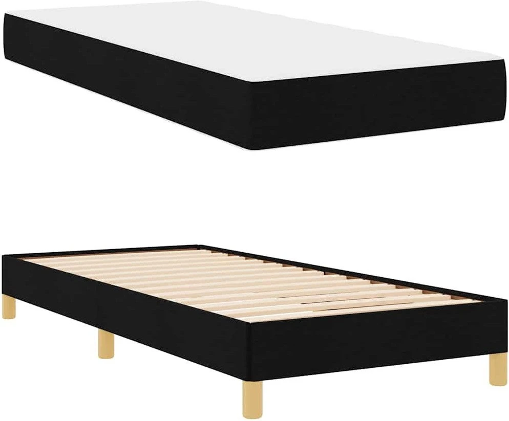 Kiemas lova su čiužiniu Juoda 90 x 200 cm audinys