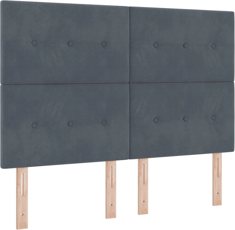 Kiemas lova su pagalve Tamsiai pilka 200 x 160 cm Aksomas