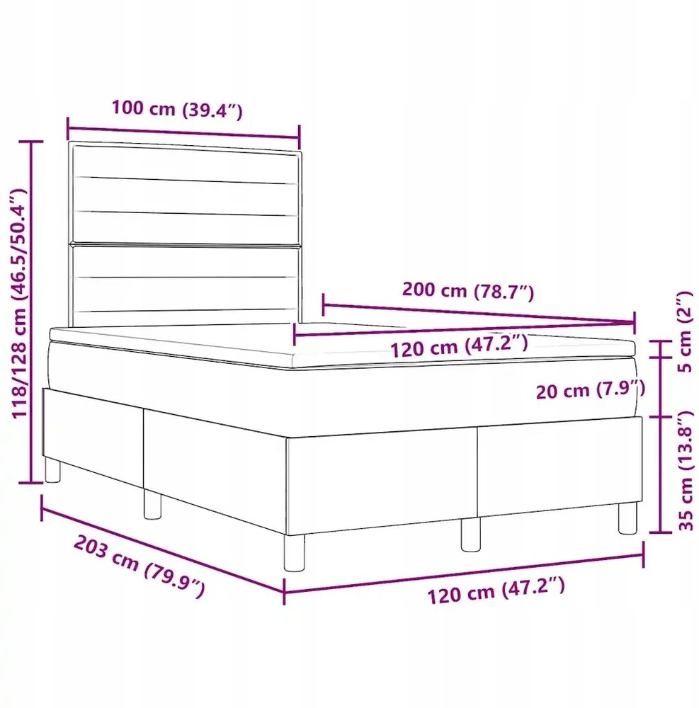 LED Čiužinio Lova su pagalve Tamsiai pilka 120 x 200 cm audinys