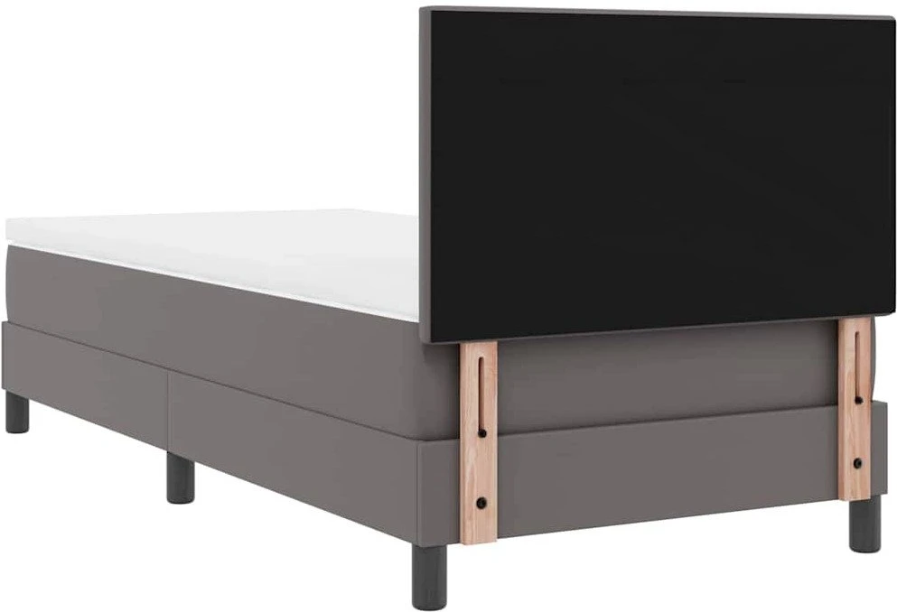 Kiemas lova su LED juostelėmis Pilka 90 x 200 cm Dirbtinė oda