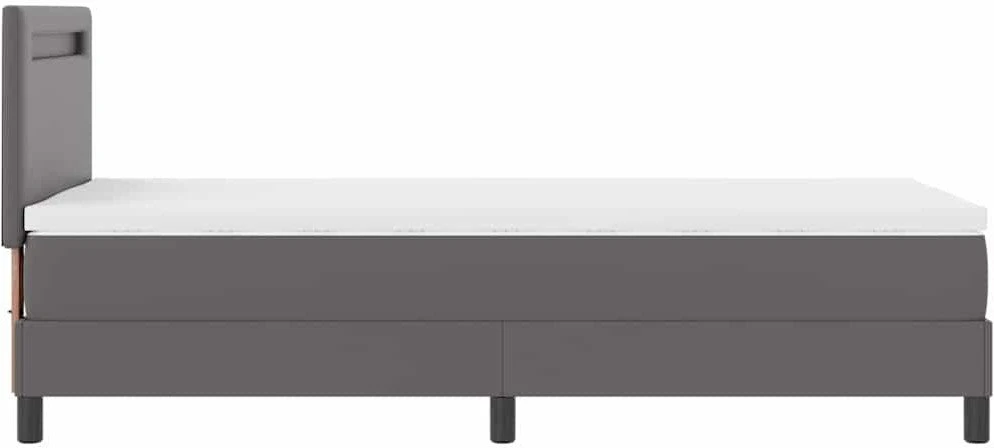 Kiemas lova su LED juostelėmis Pilka 90 x 200 cm Dirbtinė oda