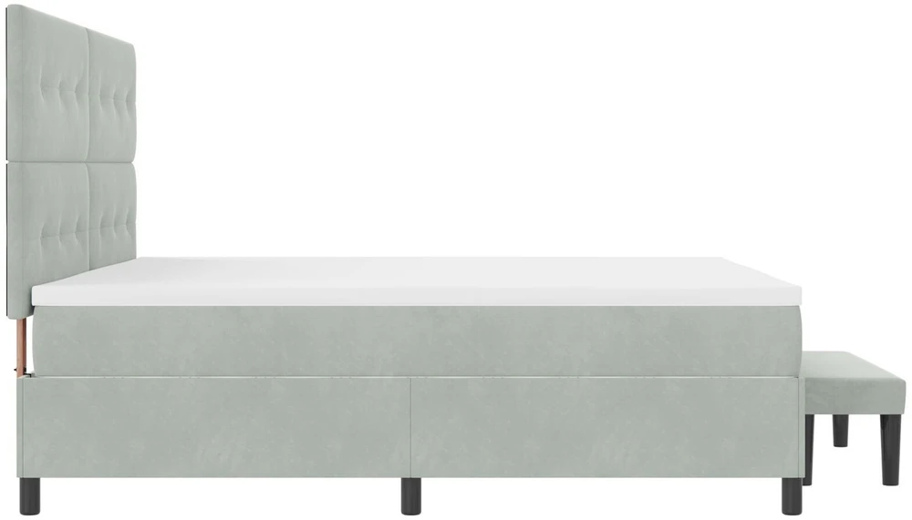Kiemas lova su galvūgalio Šviesiai pilka 200 x 200 cm Aksomas