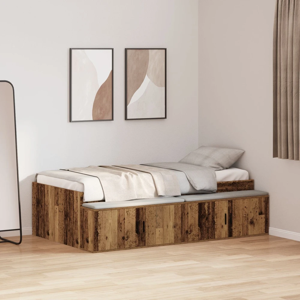 Lova Lovos rėmas Senovinis medis 70 x 190 cm Apdirbta mediena