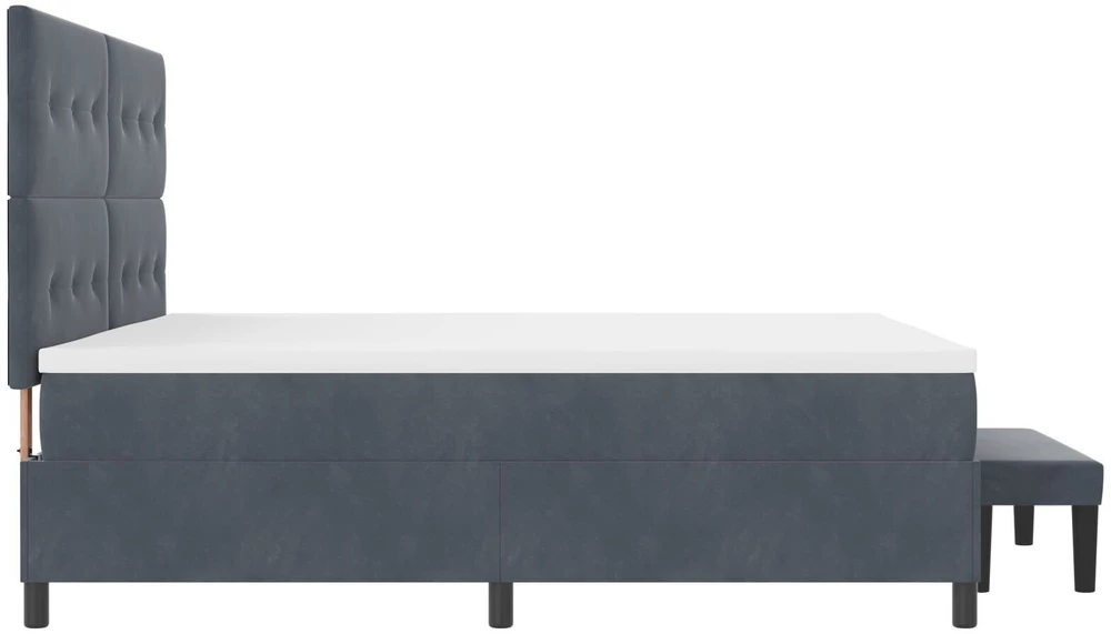 Kiemas lova su galvūgalio Tamsiai pilka 200 x 200 cm Aksomas