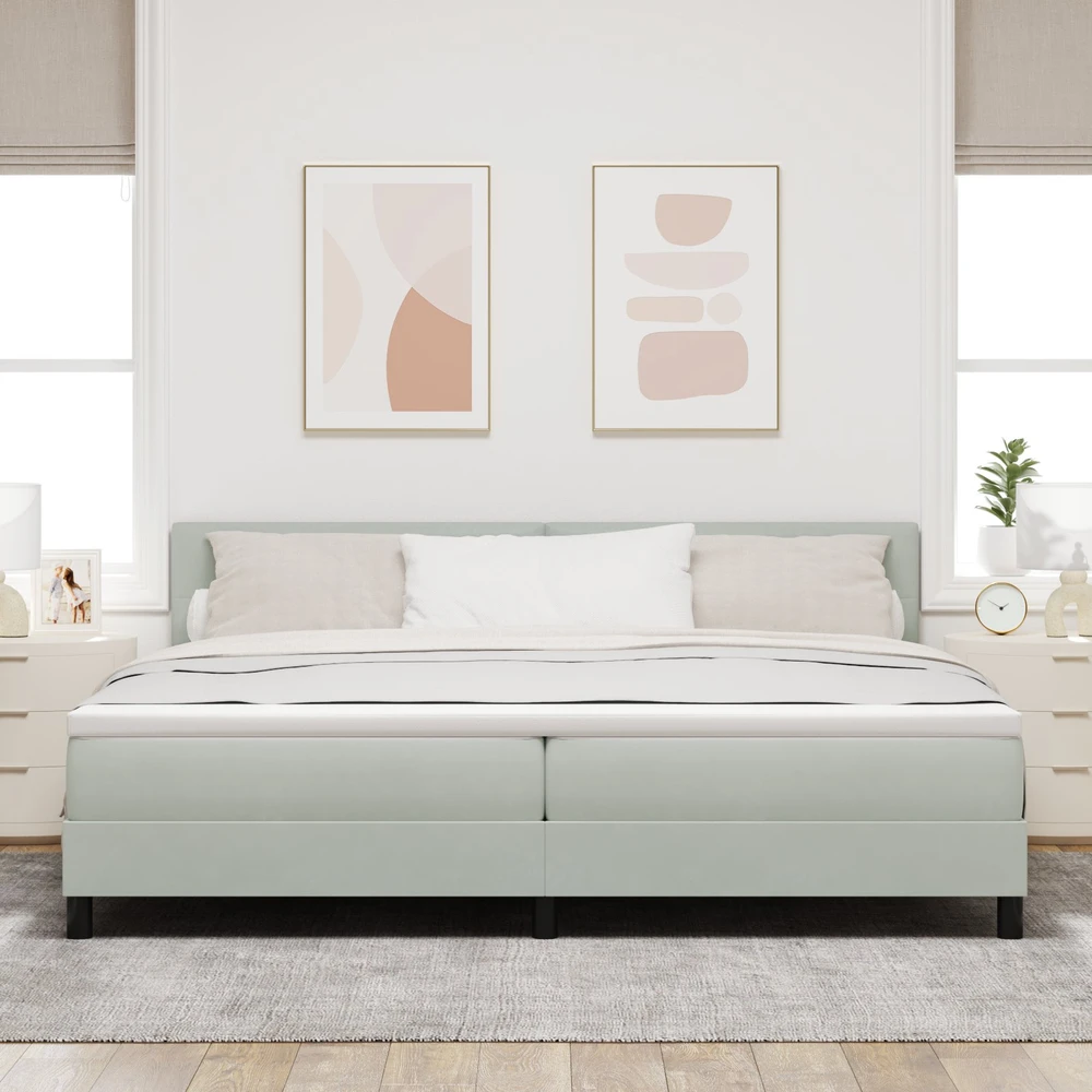 LED Čiužinio Lova Šviesiai pilka 200 x 200 cm Aksomas