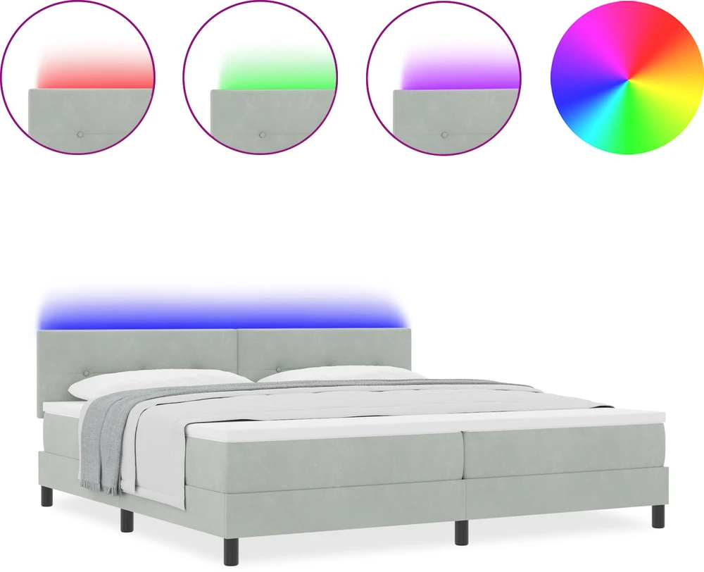 LED Čiužinio Lova Šviesiai pilka 200 x 200 cm Aksomas