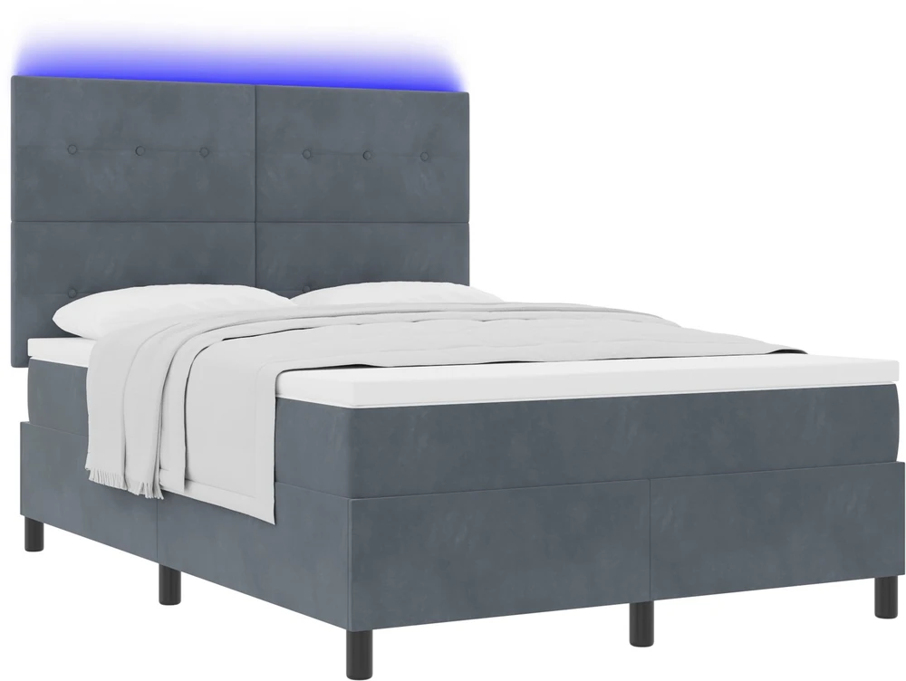 LED Čiužinio Lova Tamsiai pilka 160 x 200 cm Aksomas