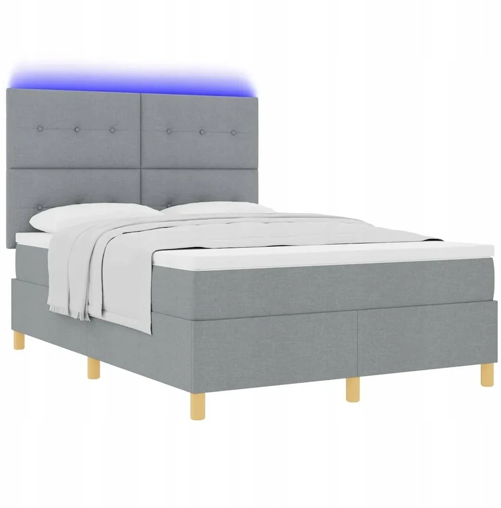 LED Čiužinio Lova Šviesiai pilka 140 x 190 cm audinys