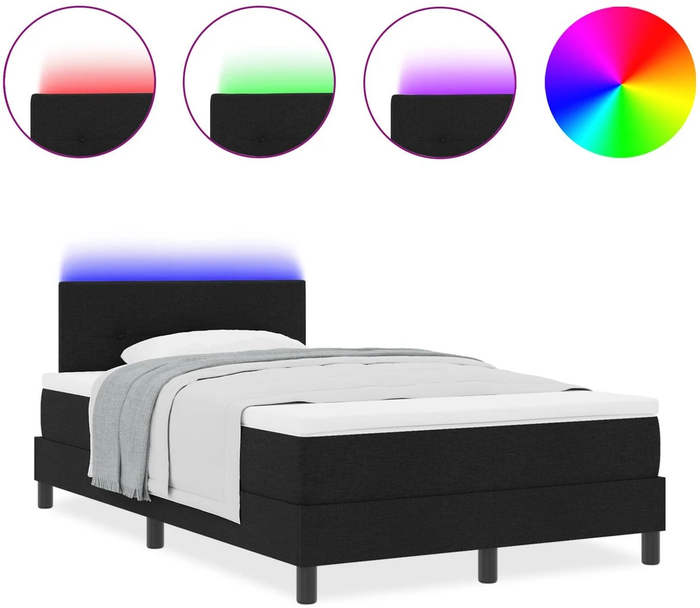 Kiemas lova su LED juostelėmis Juoda 120 x 200 cm audinys