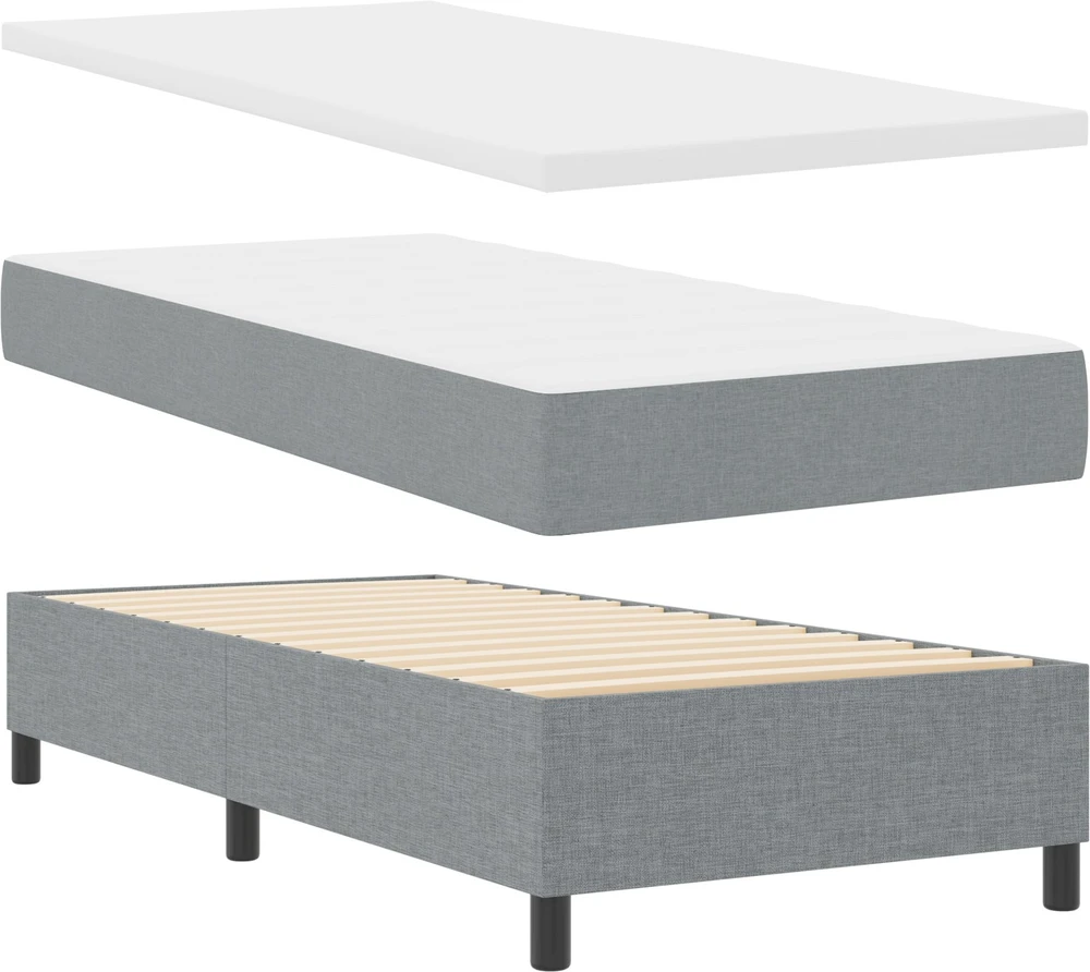Kiemas lova su čiužiniu Šviesiai pilka 100 x 200 cm audinys
