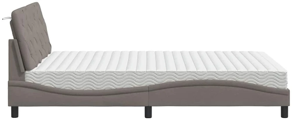 Lova su čiužiniu, taupe spalvos, 140x190cm, audinys