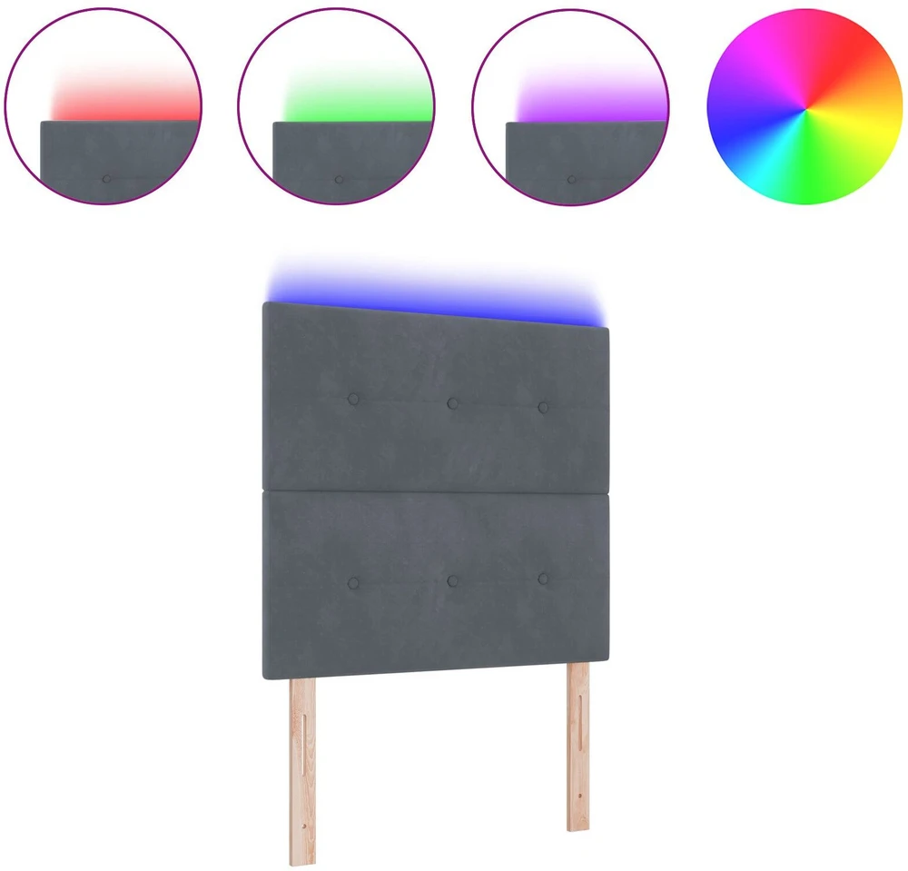 LED galvūgalis su LED juostelėmis Pilka 100 cm Aksomas