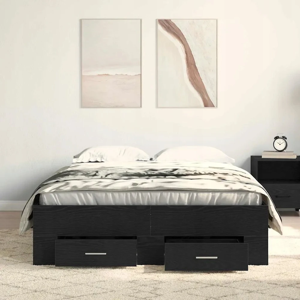 Lovos rėmas Juodas ąžuolas 120 x 200 cm Apdirbta mediena