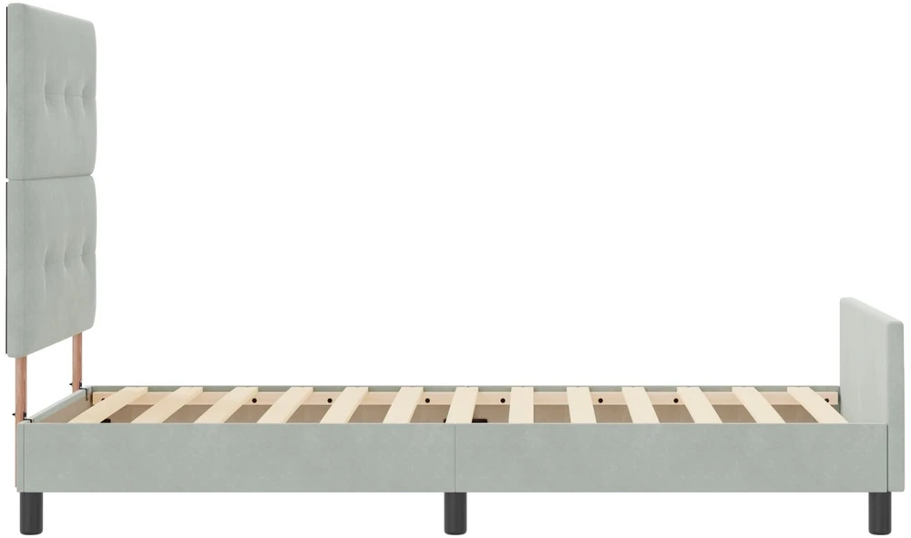 Kiemas lova su galvūgalio Šviesiai pilka 80 x 200 cm Aksomas
