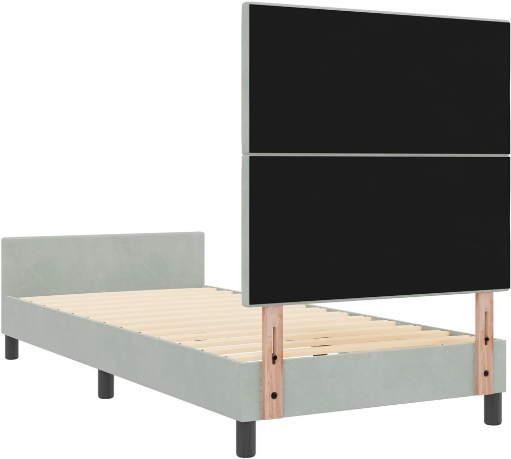 Kiemas lova su galvūgalio Šviesiai pilka 80 x 200 cm Aksomas