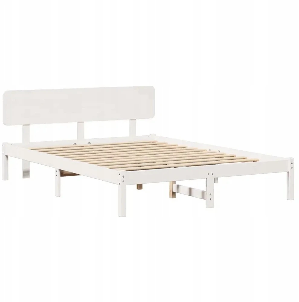 Lovos rėmas Balta 150 x 200 cm Kietos pušies mediena