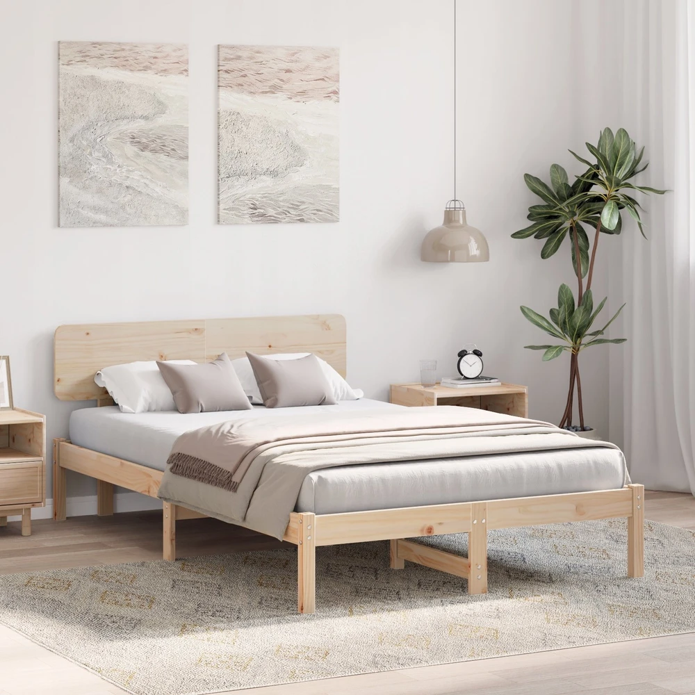 Lova Lovos rėmas Natūrali 120 x 190 cm Kietos pušies mediena