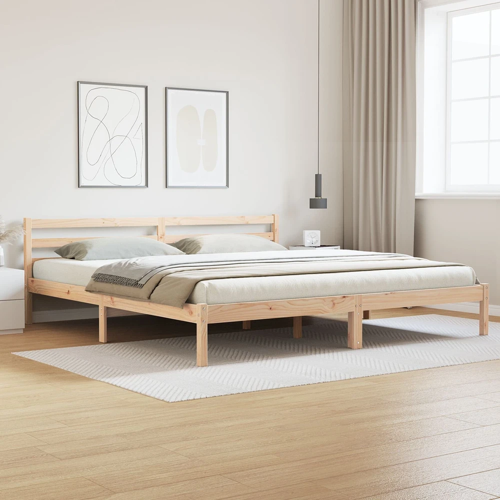 Lova Lovos rėmas Ruda 215,5 x 185,5 x 69,5 cm Kietas pušies medis