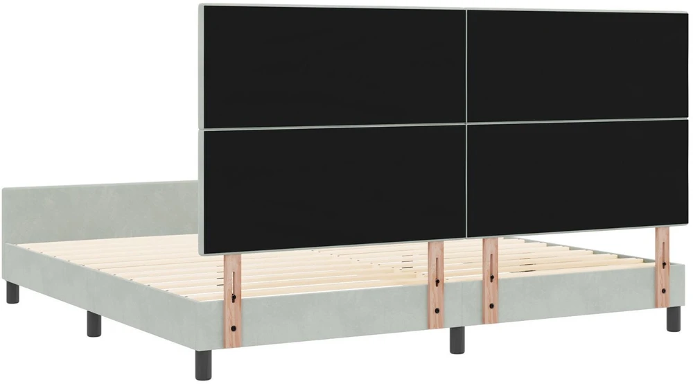 Kiemas lova su galvūgalio Šviesiai pilka 200 x 200 cm Aksomas