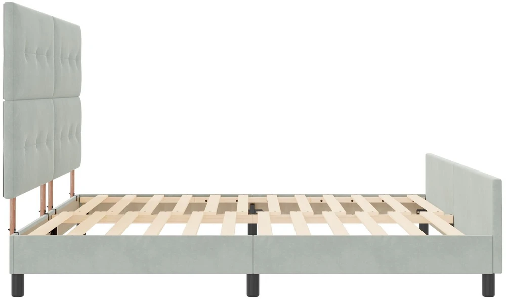 Kiemas lova su galvūgalio Šviesiai pilka 200 x 200 cm Aksomas