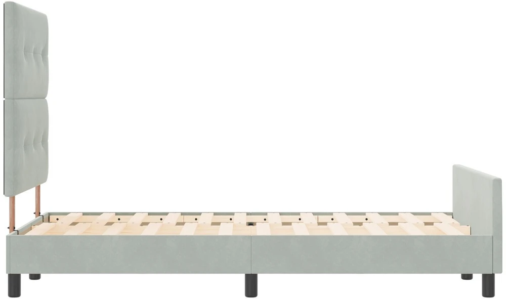 Kiemas lova su galvūgalio Šviesiai pilka 120 x 200 cm Aksomas