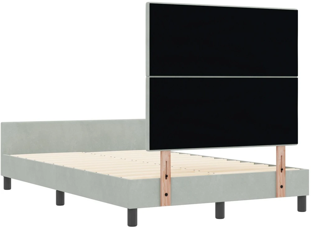 Kiemas lova su galvūgalio Šviesiai pilka 120 x 200 cm Aksomas