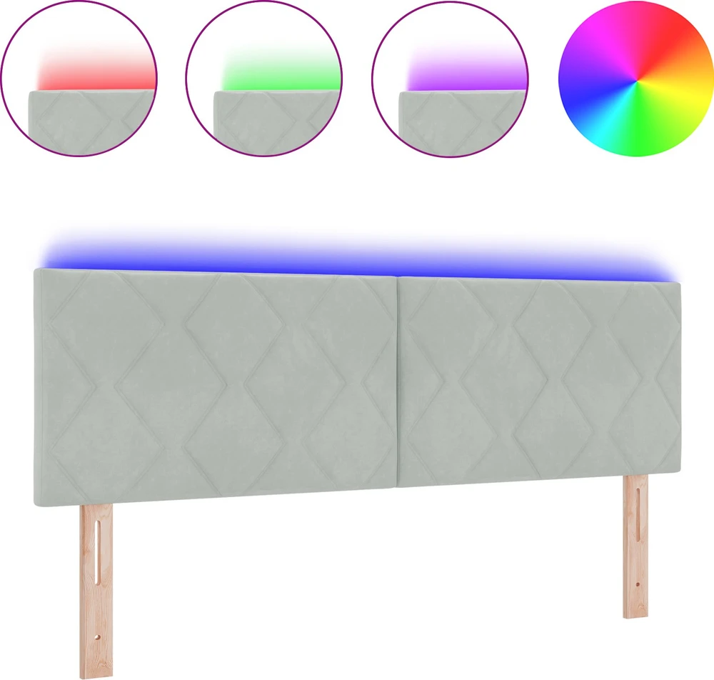 LED galvūgalis Šviesiai pilka 144 cm Aksomas