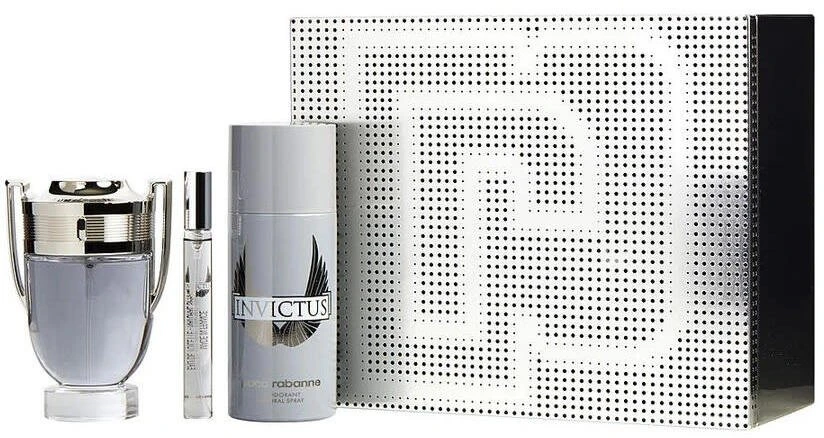 Set Paco Rabanne: Invictus Dezodorantas Purškiklis For Men, 150 ml + Invictus Eau De Toilette For Men, 100 ml + Invictus Eau De Toilette For Men, 10 ml