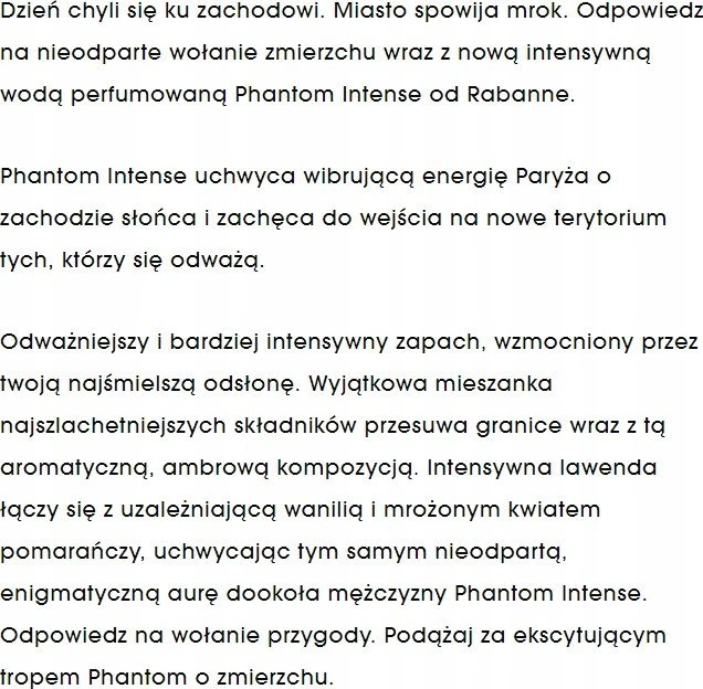 Kvepalai vyrams Paco Rabanne Phantom Intense EDP, 100 ml