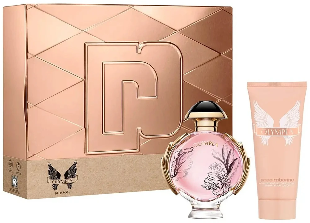 Rinkinys Paco Rabanne: Olympea Blossom Eau De Parfum moterims, 80 ml + Olympea Blossom Hydrating Losjonas kūnui, 100 ml