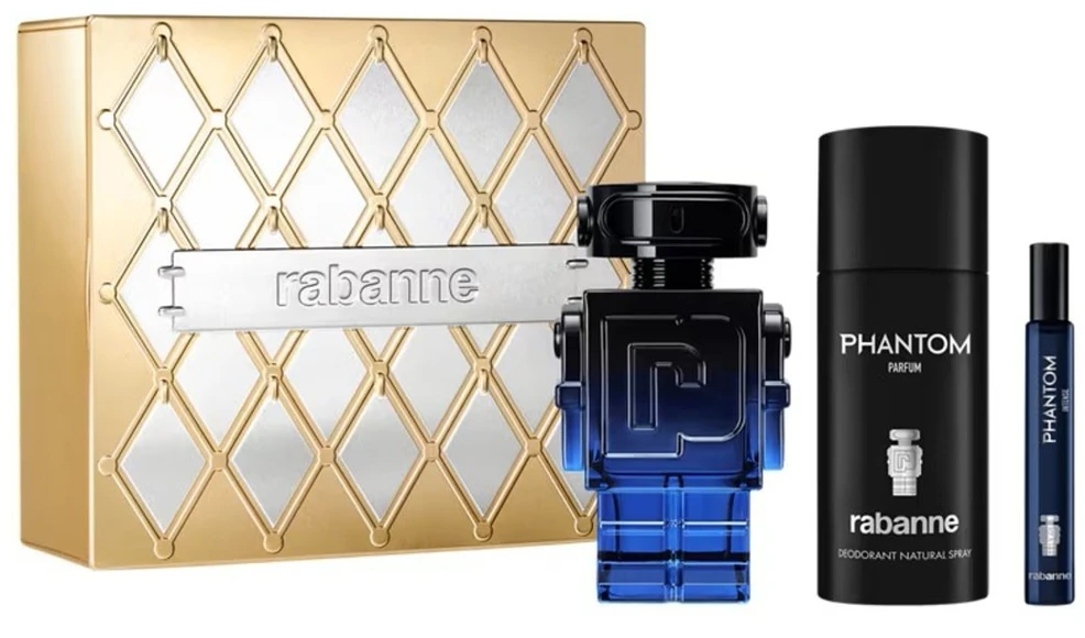 Paco Rabanne Phantom Intense rinkinys vyrams (EDP, 100 ml + EDP, 10 ml + purškiamas dezodorantas, 150 ml)