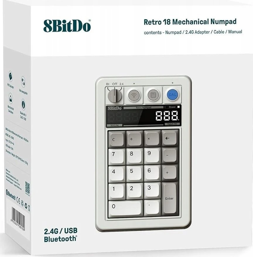 8BitDo Retro 18 Wireless Belaidė Žaidimų Klaviatūra | M Edition, Kailh Box Baltas V2