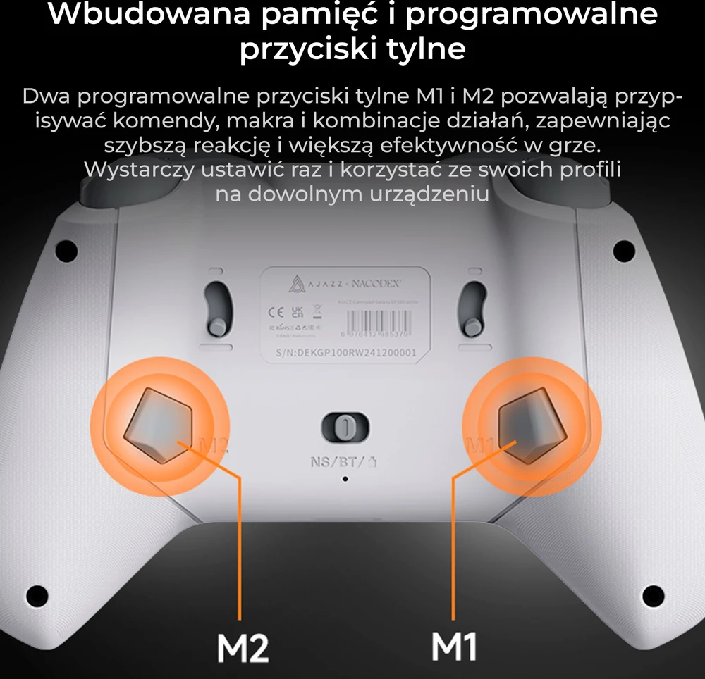 Ajazz Belaidis žaidimų pultas GP100 (Switch/PC/iOS/Android) RGB baltas