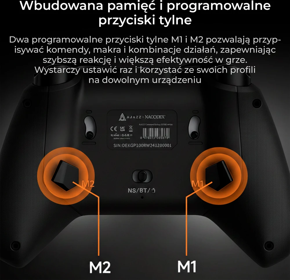 Ajazz Belaidis žaidimų pultelis GP100 (Switch/PC/iOS/Android) RGB juodas