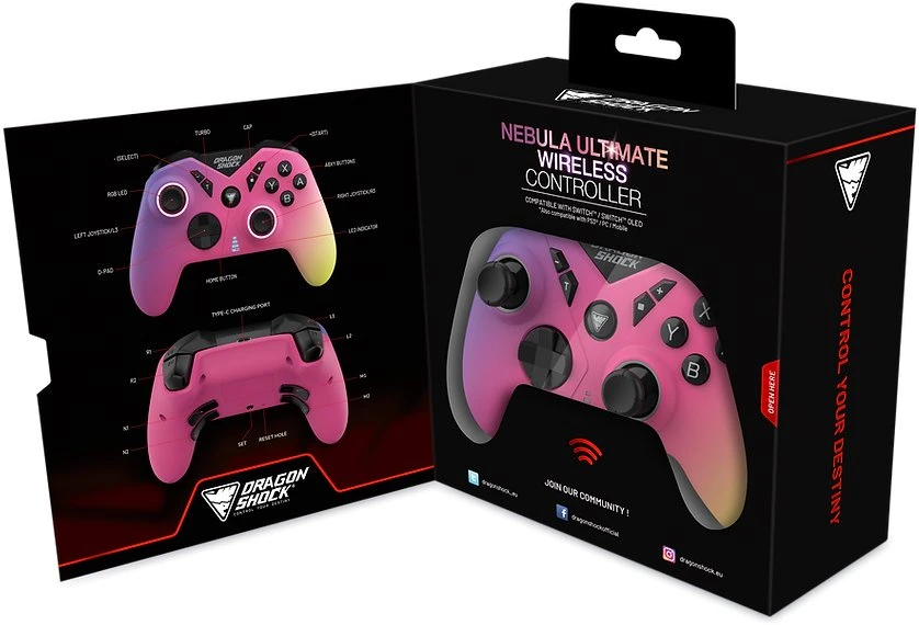 Carruzzo Dragonshock Nebula Ultimate Multi spalvos „Bluetooth“ Žaidimų pultelis Nintendo Switch