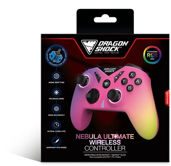 Carruzzo Dragonshock Nebula Ultimate Multi spalvos „Bluetooth“ Žaidimų pultelis Nintendo Switch