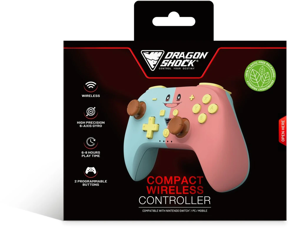 Carruzzo Dragonshock PopTop Mėlyna, Rožinė, Geltona, Ruda „Bluetooth“ Žaidimų pultelis Analoginis / skaitmeninis Nintendo Switch, PC