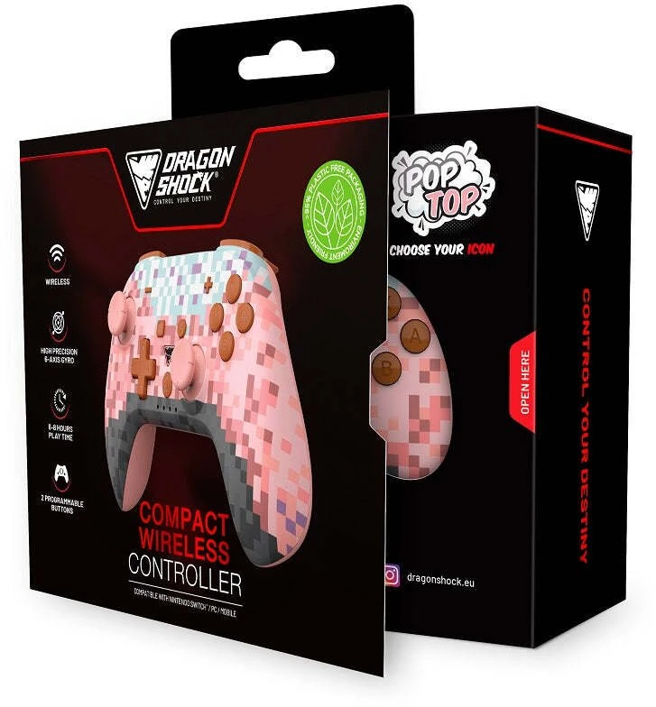 Carruzzo Dragonshock PopTop Rožinė, Ruda, Juoda, Šviesiai mėlyna, Violetinė „Bluetooth“ Žaidimų pultelis Analoginis / skaitmeninis Nintendo Switch, PC