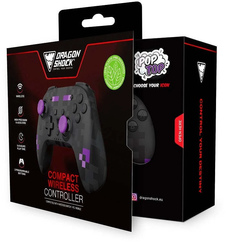 Carruzzo Dragonshock PopTop Juoda, Violetinė „Bluetooth“ Žaidimų pultelis Analoginis / skaitmeninis Nintendo Switch, PC