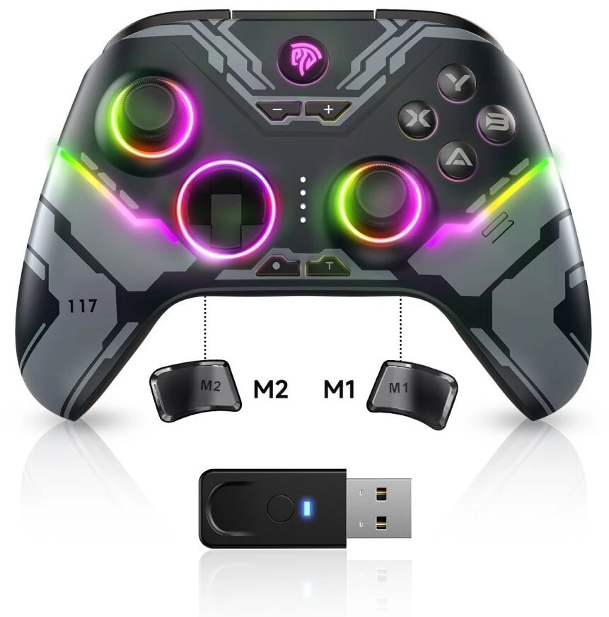 „EasySMX Pad“ belaidis kilimėlis „EasySMX X15“ kompiuteriui / „Switch“ / „iOS“ / „Android“ / „Steam Deck“, juodas