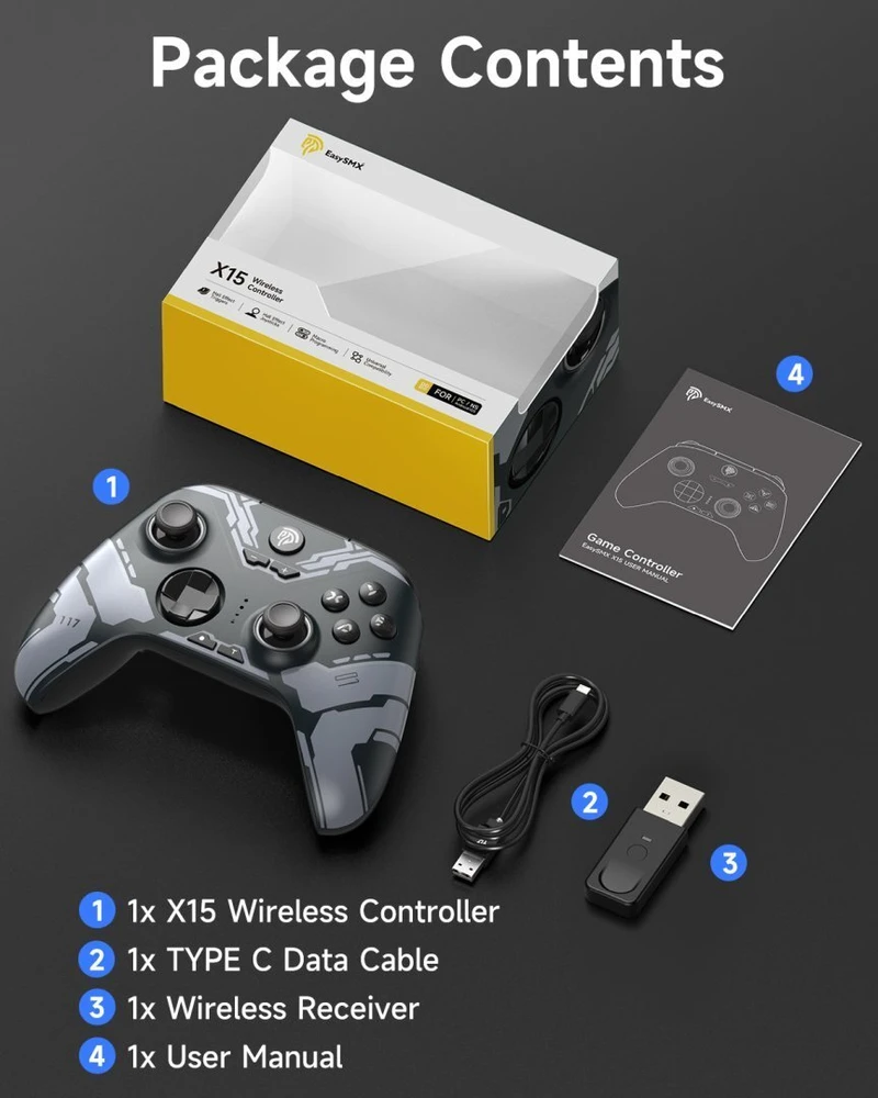 „EasySMX Pad“ belaidis kilimėlis „EasySMX X15“ kompiuteriui / „Switch“ / „iOS“ / „Android“ / „Steam Deck“, juodas
