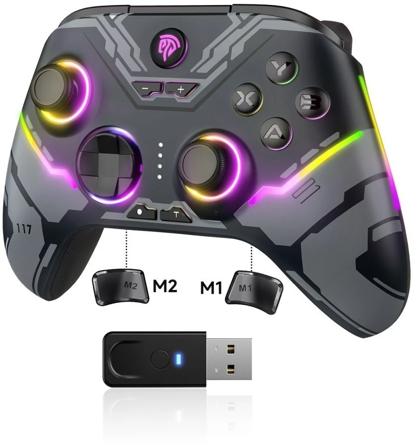 „EasySMX Pad“ belaidis kilimėlis „EasySMX X15“ kompiuteriui / „Switch“ / „iOS“ / „Android“ / „Steam Deck“, juodas