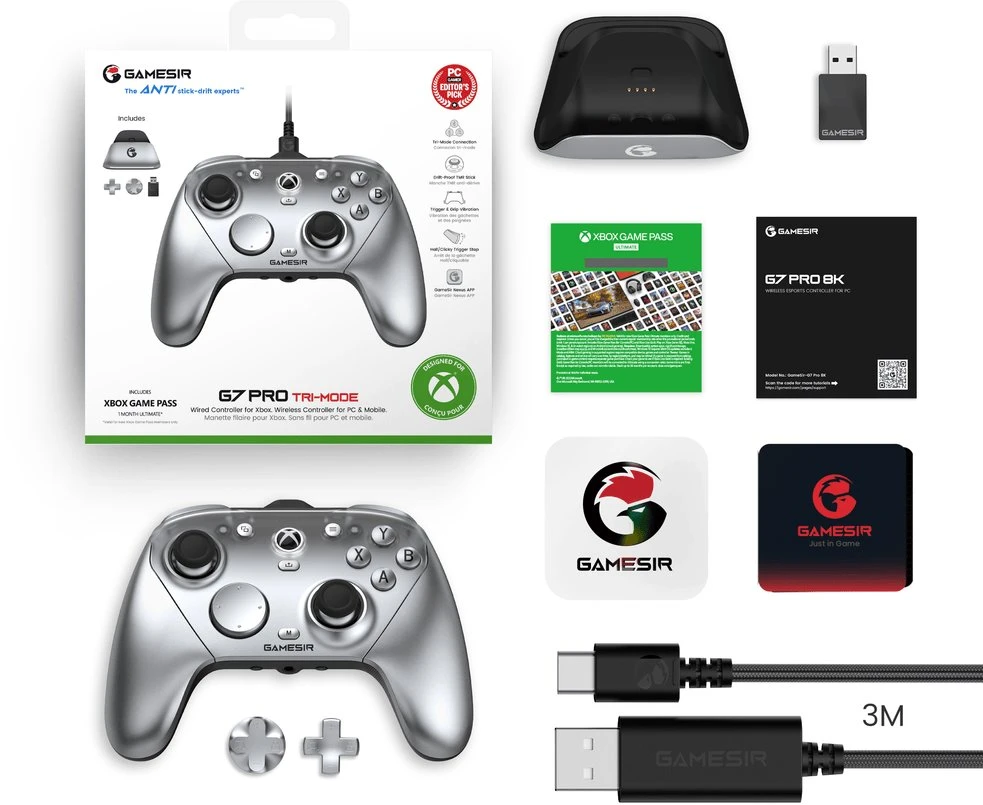 „GameSir G7 Pro“ universalus „Bluetooth“ žaidimų valdiklis „XBOX“ serijos „X/S“ / „One“ sidabras