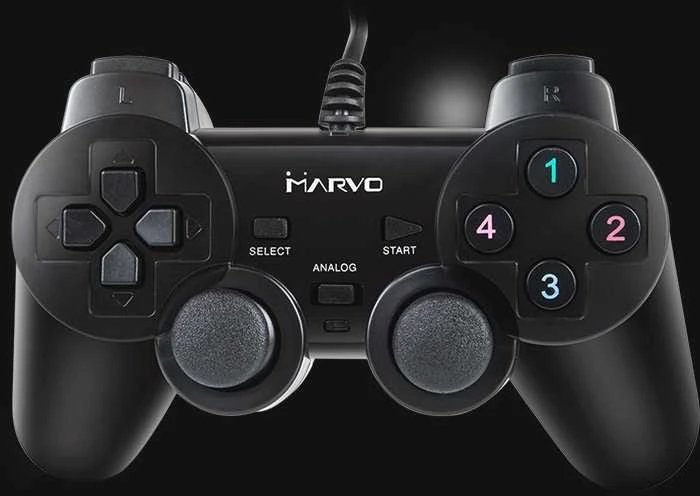 Žaidimų pultelis Marvo GT-006, 15 mygtukų, USB, juodas, vibruojantis, EOL