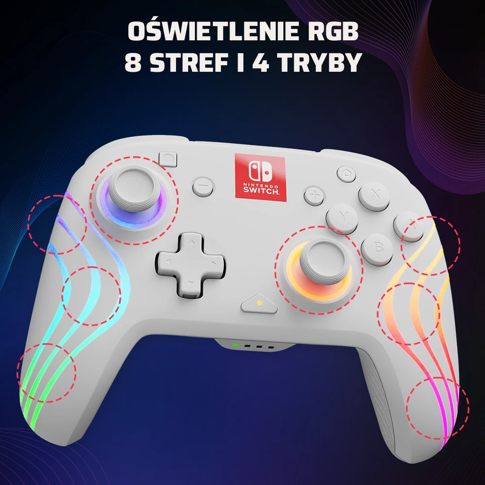 PDP Nintendo Switch baltas belaidis valdiklis (Afterglow Wave)
