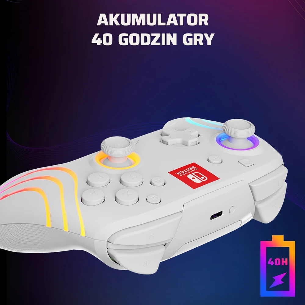 PDP Nintendo Switch baltas belaidis valdiklis (Afterglow Wave)