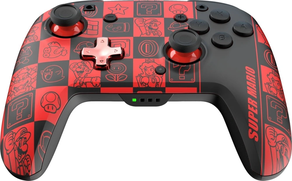 PDP REMATCH GLOW Belaidis valdiklis skirtas Nintendo Switch | Super Mario Icon | Juoda/Raudona