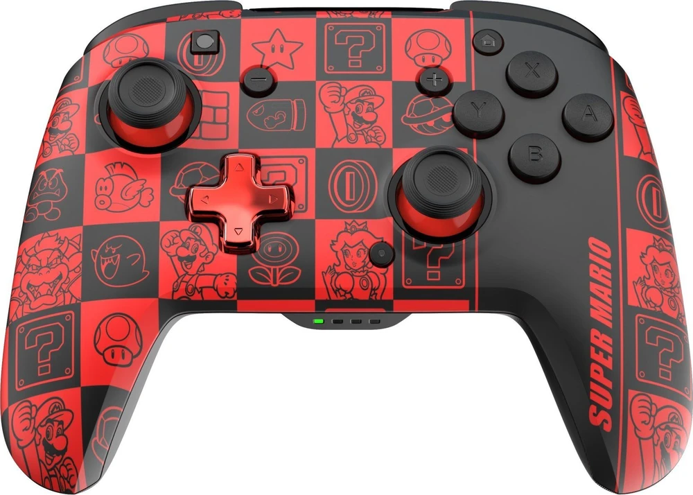 PDP REMATCH GLOW Belaidis valdiklis skirtas Nintendo Switch | Super Mario Icon | Juoda/Raudona