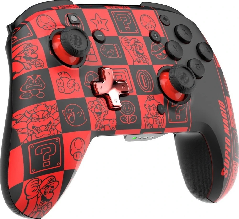PDP REMATCH GLOW Belaidis valdiklis skirtas Nintendo Switch | Super Mario Icon | Juoda/Raudona